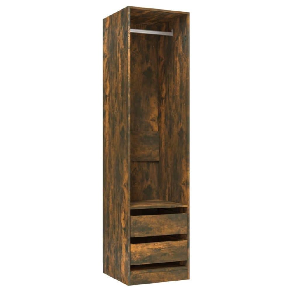 vidaXL Garderob med lådor rökfärgad ek 50x50x200 cm konstruerat trä