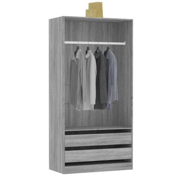vidaXL Garderobe grå sonoma 100x50x200 cm konstruert tre
