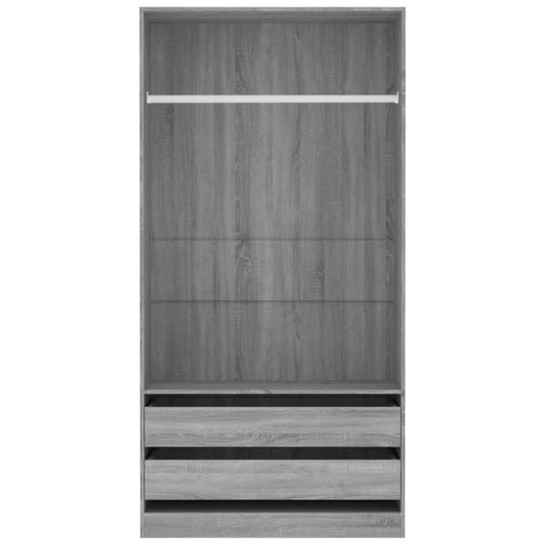 vidaXL Garderobe grå sonoma 100x50x200 cm konstruert tre