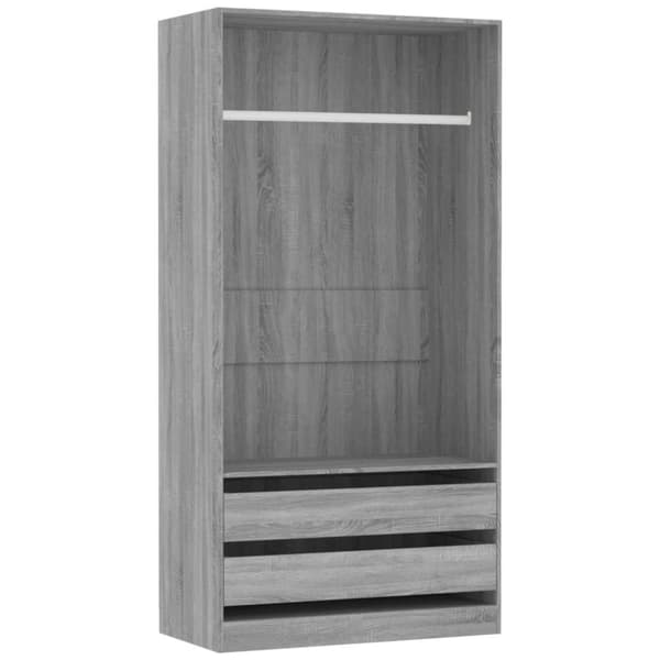 vidaXL Garderobe grå sonoma 100x50x200 cm konstruert tre