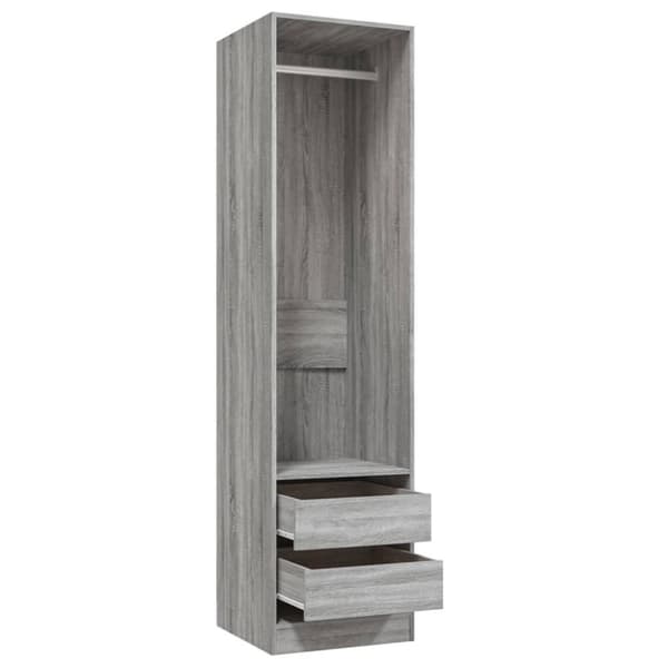 vidaXL Garderobe med skuffer grå sonoma 50x50x200 cm konstruert tre