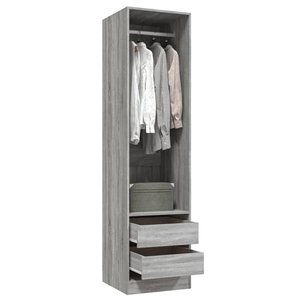 vidaXL Garderobe med skuffer grå sonoma 50x50x200 cm konstruert tre