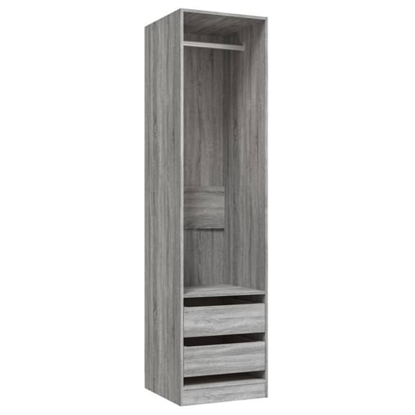 vidaXL Garderobe med skuffer grå sonoma 50x50x200 cm konstruert tre