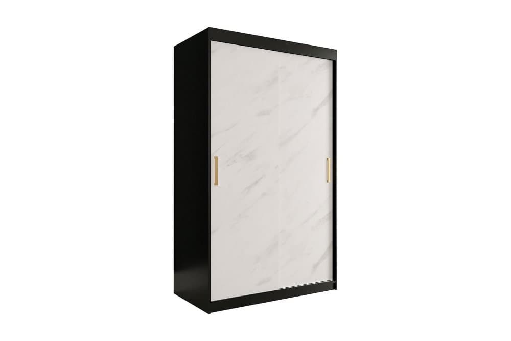 MARMUL Garderob 120 cm Marmormönster Svart/Vit/Guld