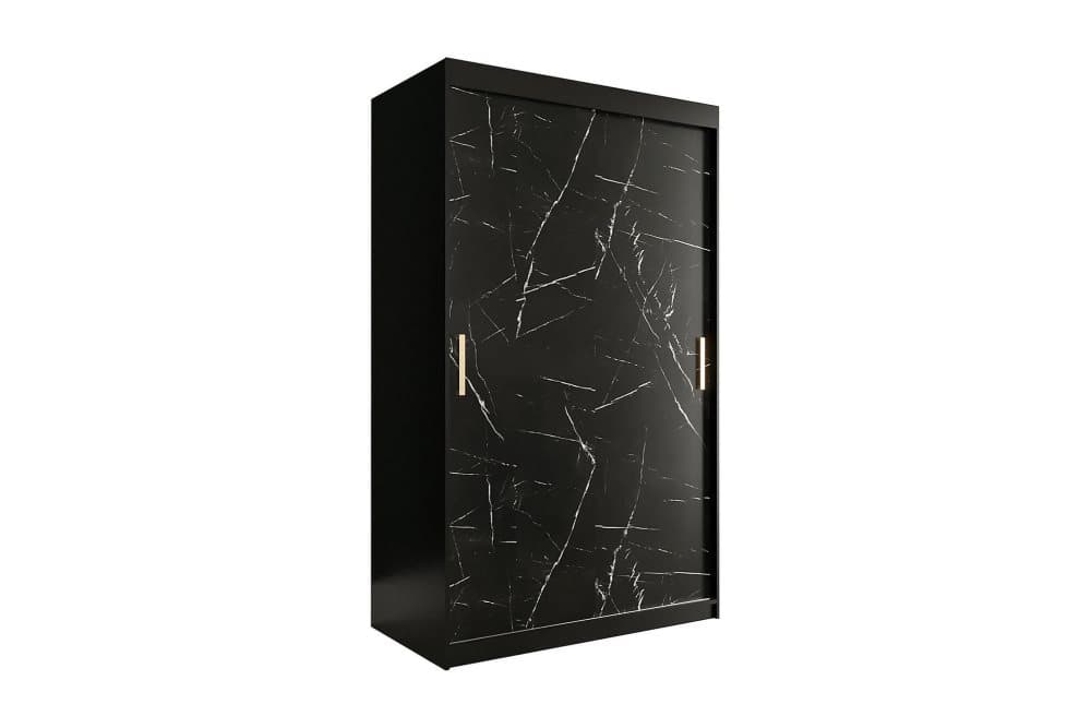 MARMUL Garderob 120 cm Marmormönster Svart