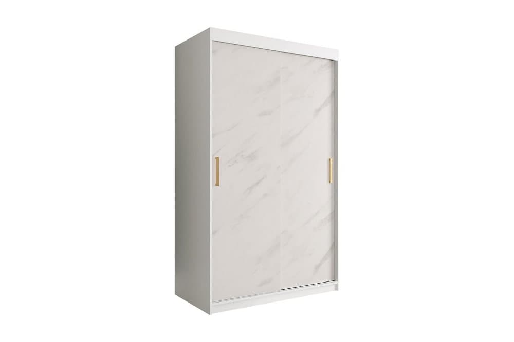 MARMUL Garderob 120 cm Marmormönster Vit/Guld