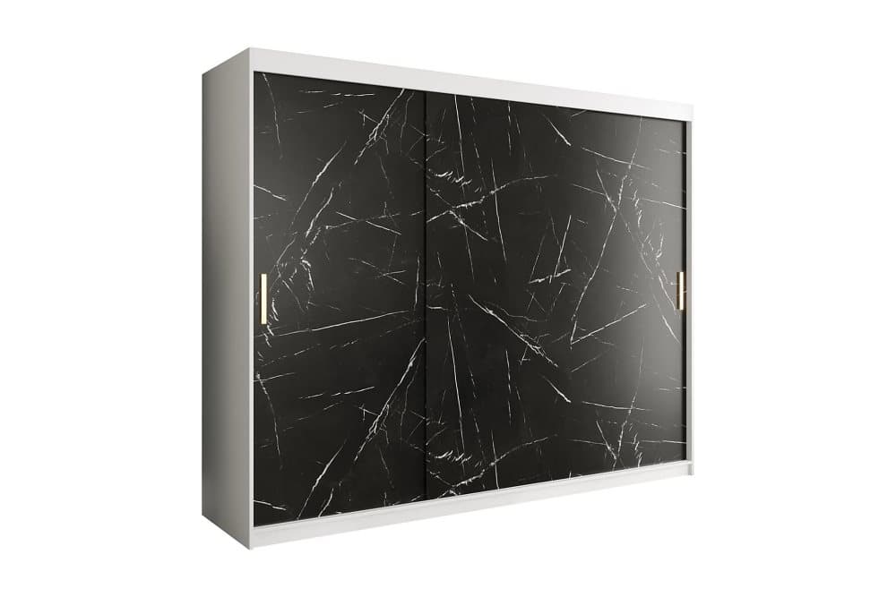 MARMUL Garderob 250 cm Marmormönster Vit/Svart/Guld