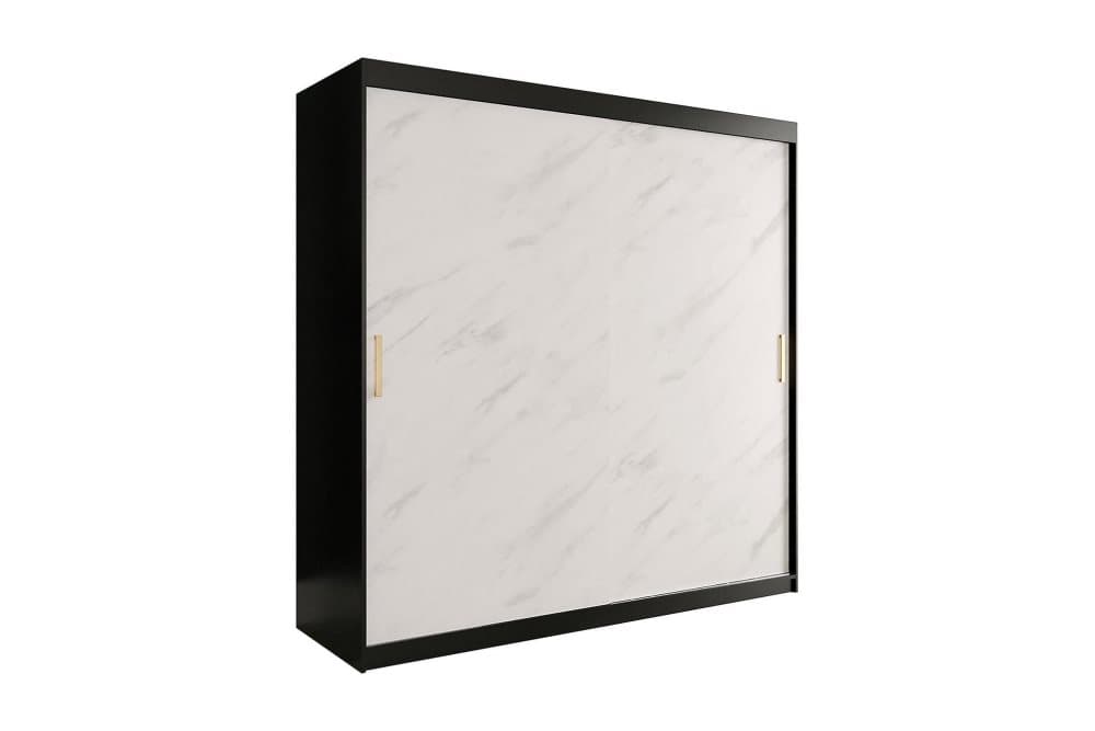 MARMUL Garderob 200 cm Marmormönster Svart/Vit/Guld