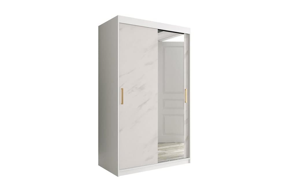 MARMUL Garderob med Spegel 120 cm Marmormönster Vit/Guld