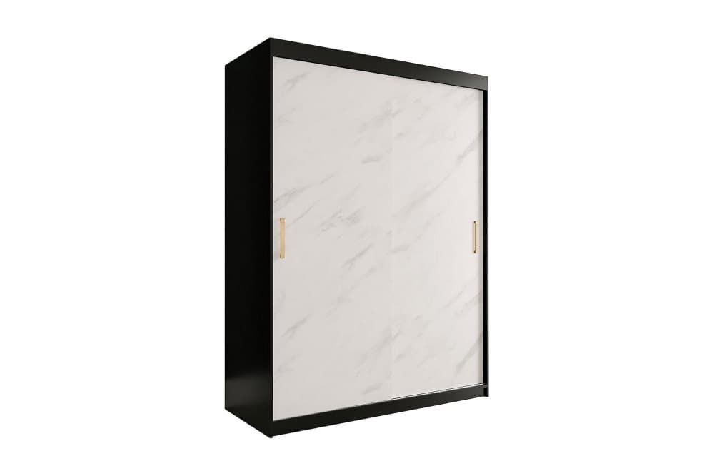 MARMUL Garderob 150 cm Marmormönster Svart/Vit/Guld