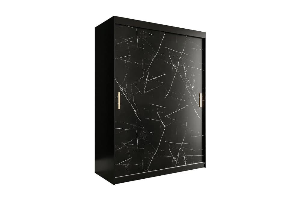 MARMUL Garderob 150 cm Marmormönster Svart