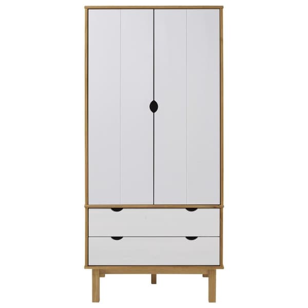 vidaXL tøjskab OTTA 76,5x53x172 cm massivt fyrretræ brun og hvid