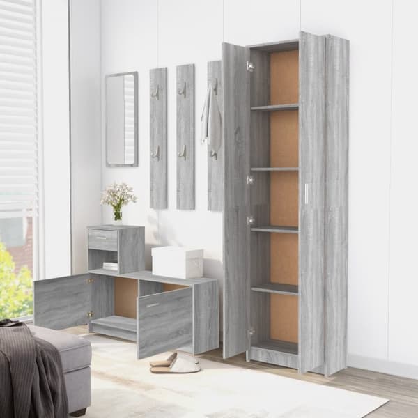 vidaXL Eteisen vaatekaappi harmaa Sonoma 55x25x189 cm tekninen puu