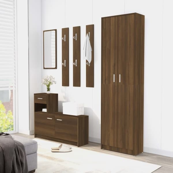vidaXL entréskab 55x25x189 cm konstrueret træ brun egetræsfarve