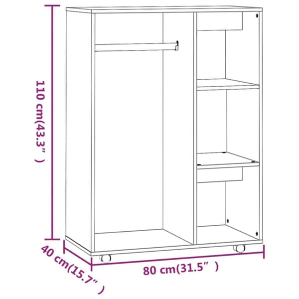 vidaXL klædeskab 80x40x110 cm konstrueret træ grå sonoma-eg
