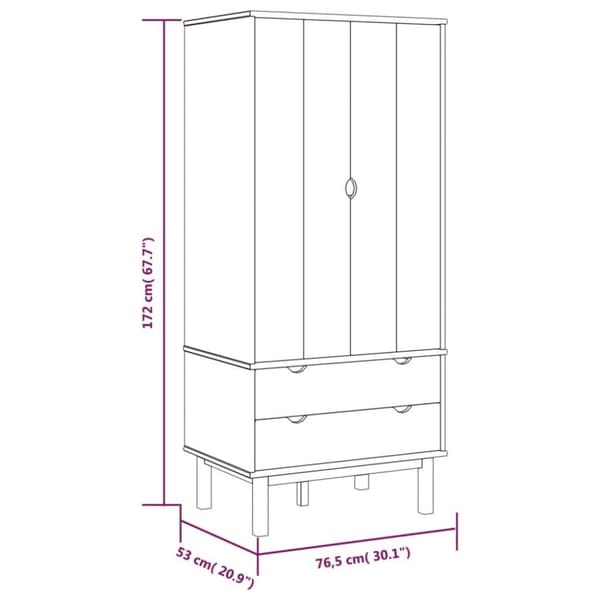 vidaXL Garderobe OTTA brun og hvit 76,5x53x172 cm heltre furu