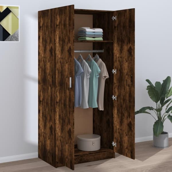 vidaXL Garderob rökfärgad ek 80x52x180 cm konstruerat trä
