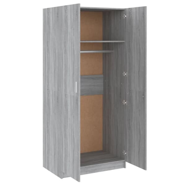 vidaXL Garderobe grå sonoma 80x52x180 cm konstruert tre