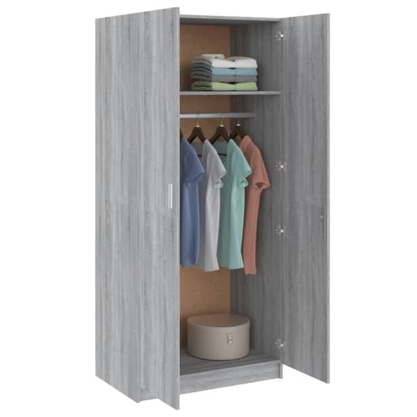 vidaXL Garderobe grå sonoma 80x52x180 cm konstruert tre