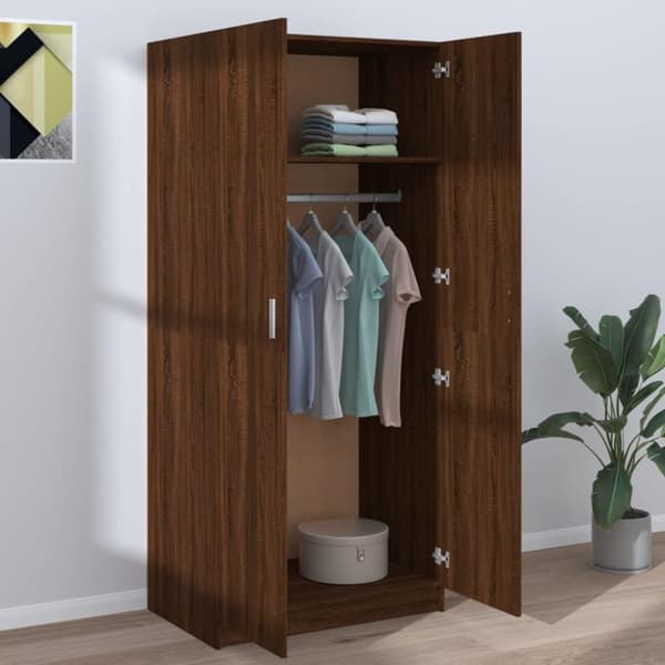 vidaXL Garderobe brun eik 80x52x180 cm konstruert tre