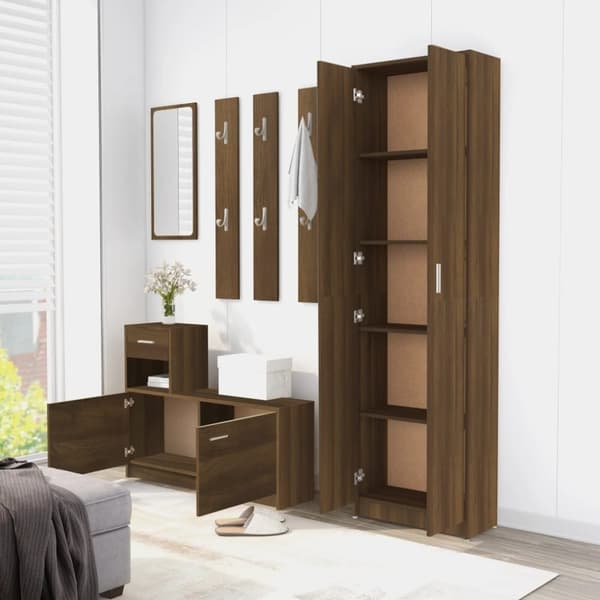 vidaXL Hallgarderob brun ek 55x25x189 cm konstruerat trä