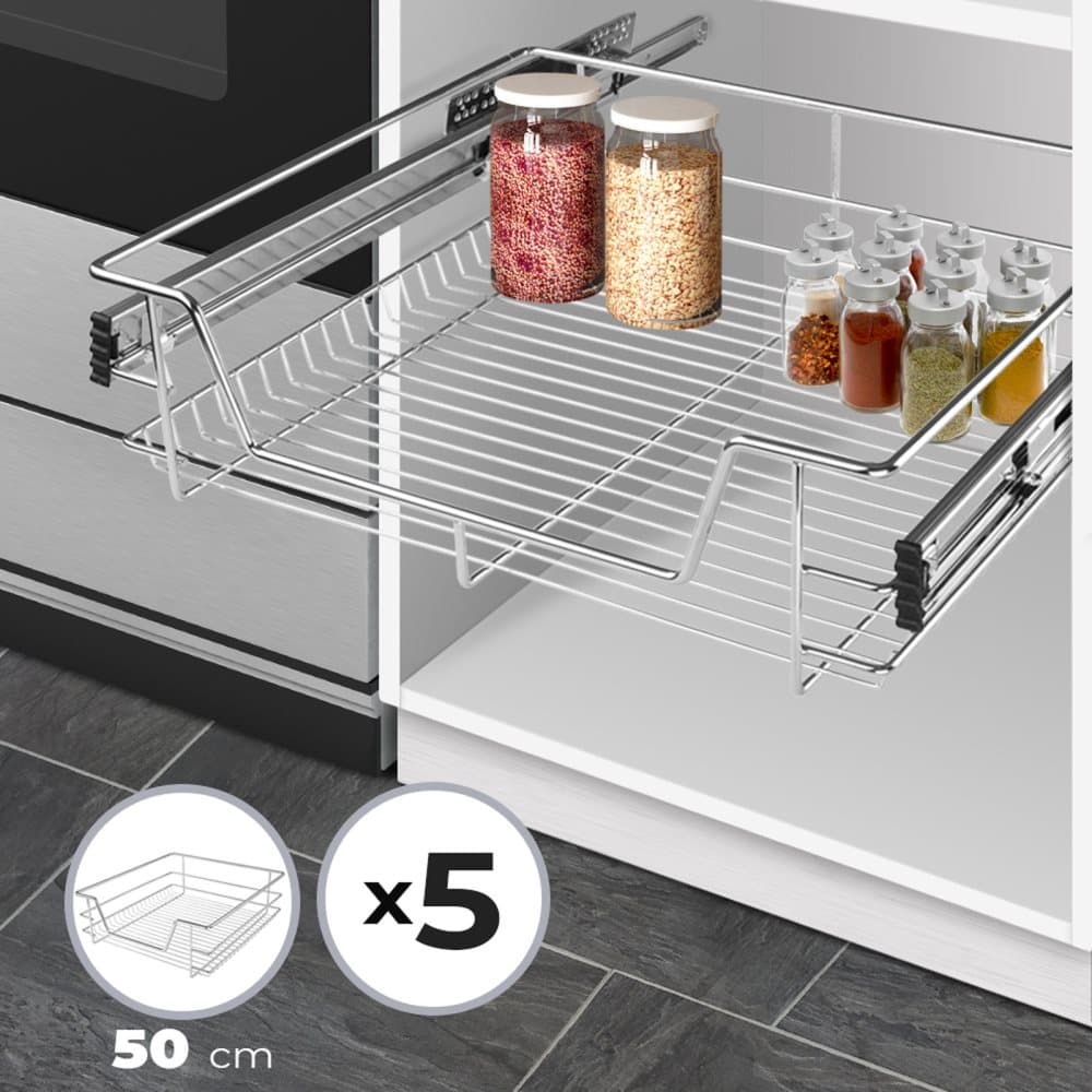 Kökslådan - Teleskoplådan - Köksskåp - Organiserare - Lådan - 50CM - 5 st.