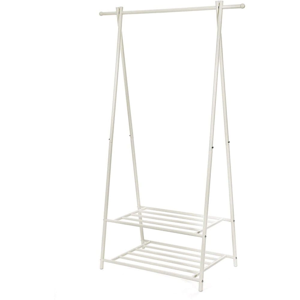 Rootz Klädställ - Klädställ med skoställ - Vit - 83 x 41,5 x 6,4 cm