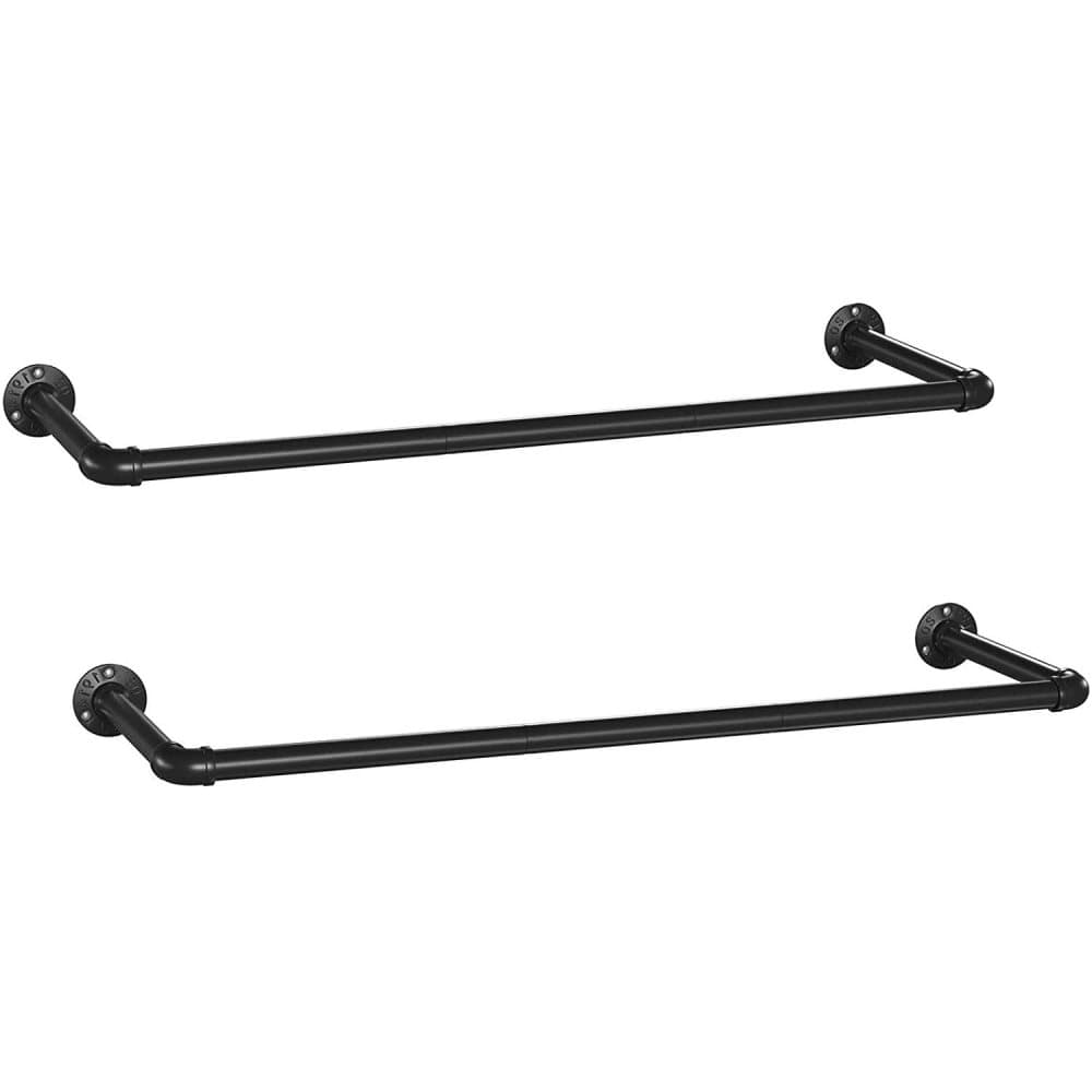 Rootz Klädställ - Set med 2 - Väggmonterad - 2 stavar - Svart - Metall - 92 x 30 x 7,5 cm