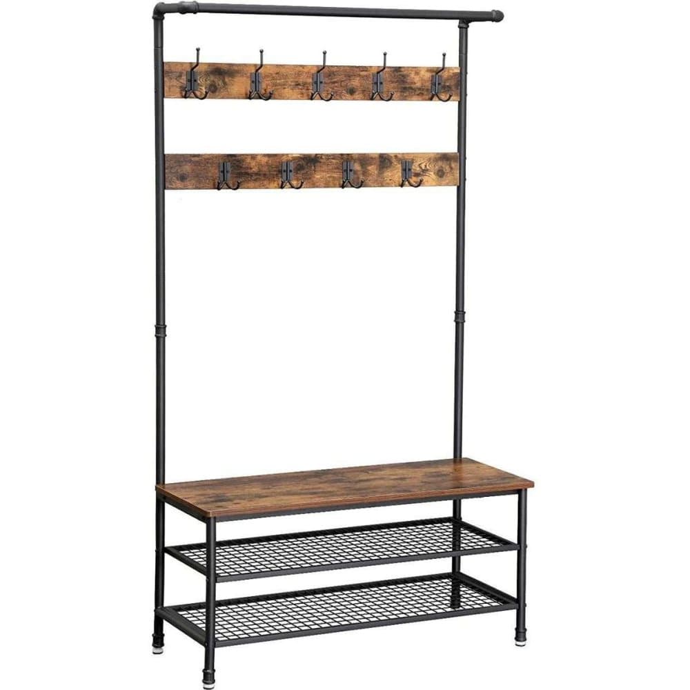 Rootz Garderobshylla med klädhängare - Skoställ - Industriell - 100 x 41,5 x 182 cm