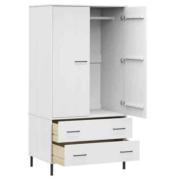 vidaXL Garderobe med metallben hvit 90x55x172,5 cm heltre OSLO