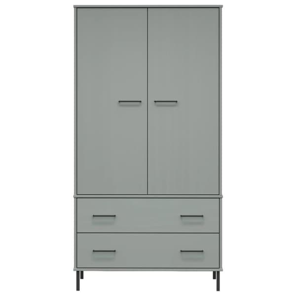 vidaXL Vaatekaappi metallijaloilla harmaa 90x55x172,5 cm täyspuu OSLO