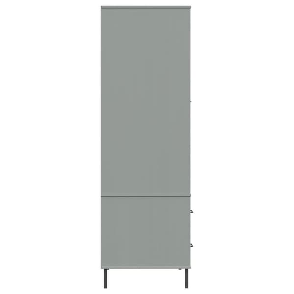 vidaXL Vaatekaappi metallijaloilla harmaa 90x55x172,5 cm täyspuu OSLO
