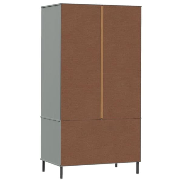 vidaXL Vaatekaappi metallijaloilla harmaa 90x55x172,5 cm täyspuu OSLO