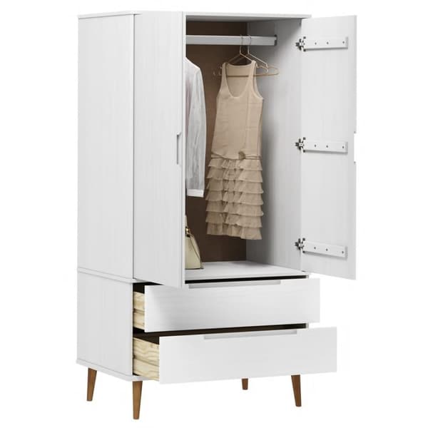 vidaXL Garderobe MOLDE hvit 90x55x175 cm heltre furu