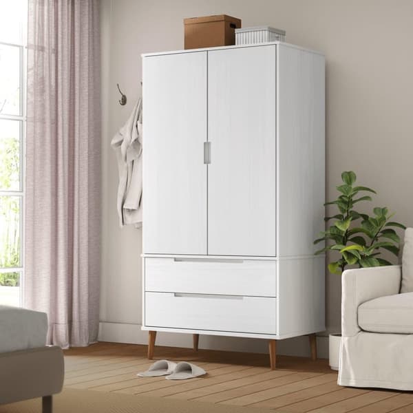 vidaXL Garderobe MOLDE hvit 90x55x175 cm heltre furu