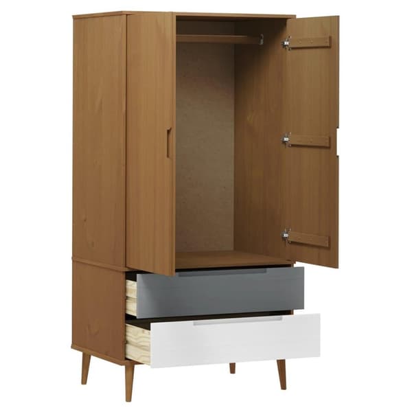 vidaXL Garderobe MOLDE brun 90x55x175 cm heltre furu