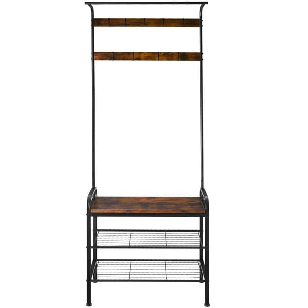 Garderob - 73,5x36x184cm, Industriellt mörkt trä, rustikt