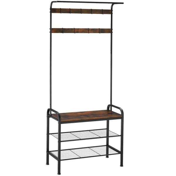 Garderob - 73,5x36x184cm, Industriellt mörkt trä, rustikt