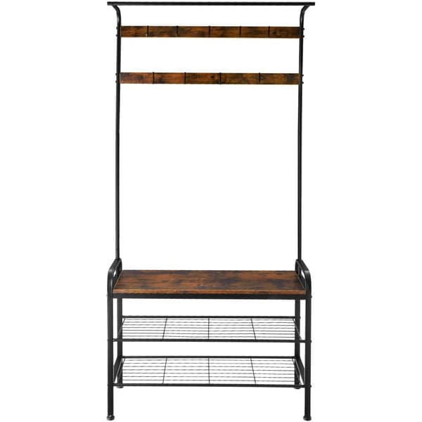 Garderob - 85,5x36x184cm, Industriellt mörkt trä, rustikt