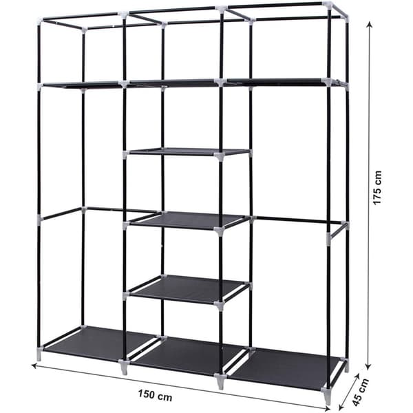Stofgarderobe - 150x45x175 cm - grå