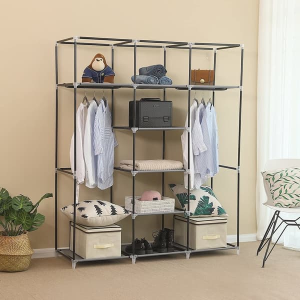 Stofgarderobe - 150x45x175 cm - grå