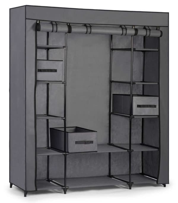 Garderobe XL tekstil 45 x 135 x 170 cm + 3 kurve