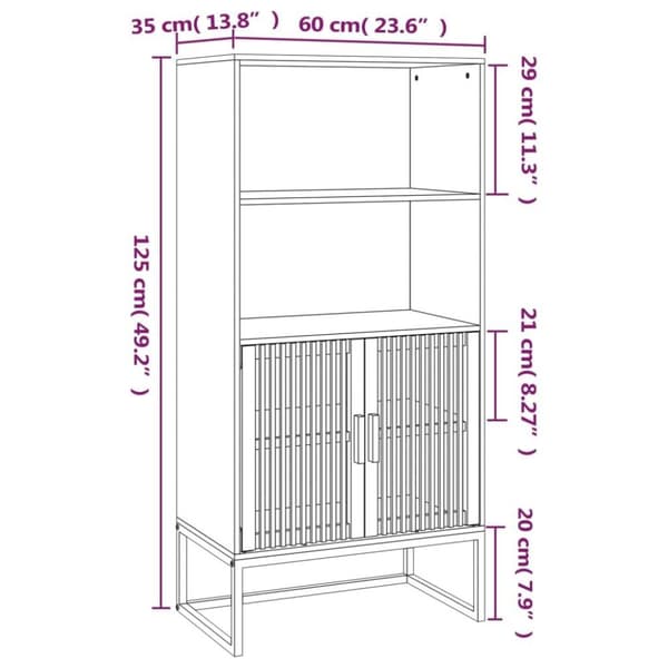 vidaXL Högskåp vit 60x35x125 cm konstruerat trä