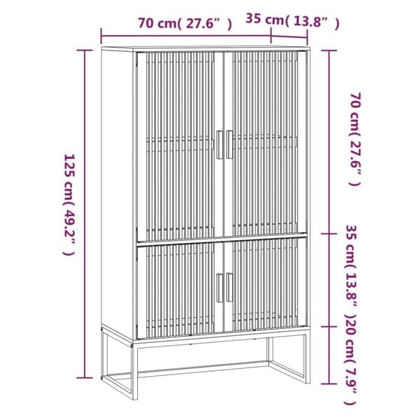 vidaXL Highboard 70x35x125 cm konstruert tre