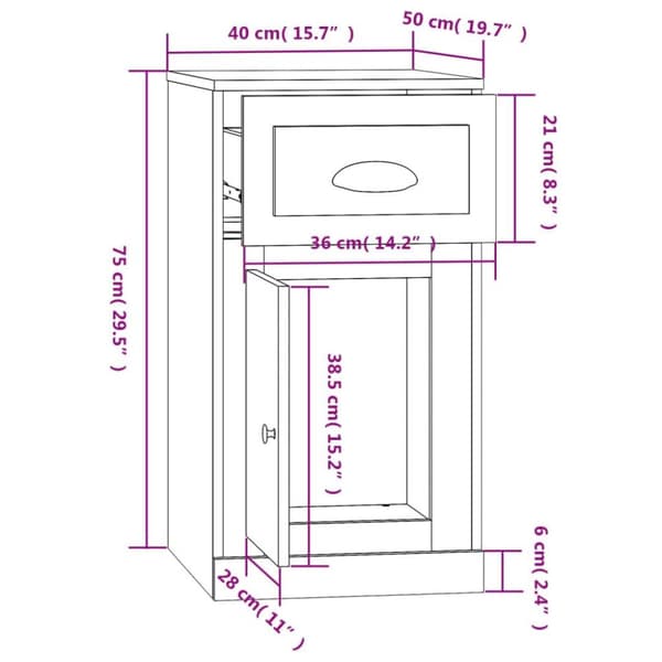 vidaXL skuffeskab 40x50x75 cm konstrueret træ betongrå