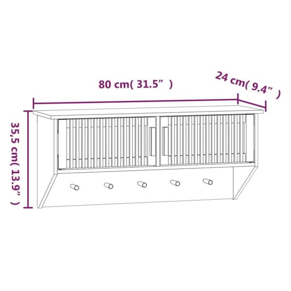 vidaXL Hatthylla med krokar 80x24x35,5 cm konstruerat trä