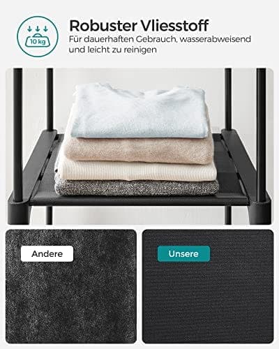 Songmics Garderobeskab, tøjopbevaringsgarderobe til soveværelse med 2 bøjlestang, sort