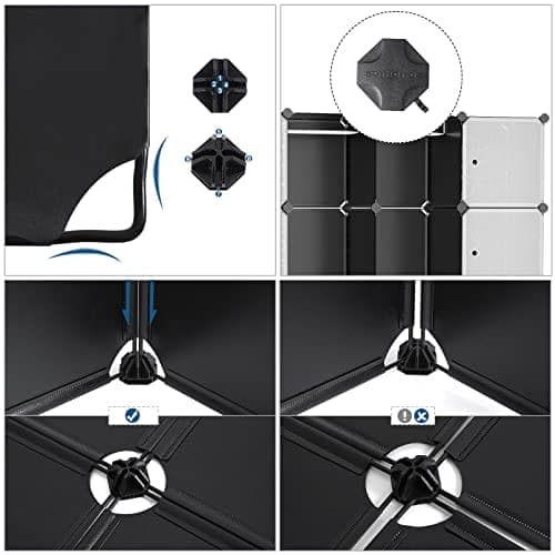 SONGMICS Garderobe med 2 tøjstænger 180 x 145 x 37 cm Sort, 143 x 178 x 36 cm