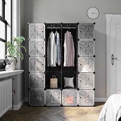 SONGMICS Garderobe med 2 tøjstænger 180 x 145 x 37 cm Sort, 143 x 178 x 36 cm