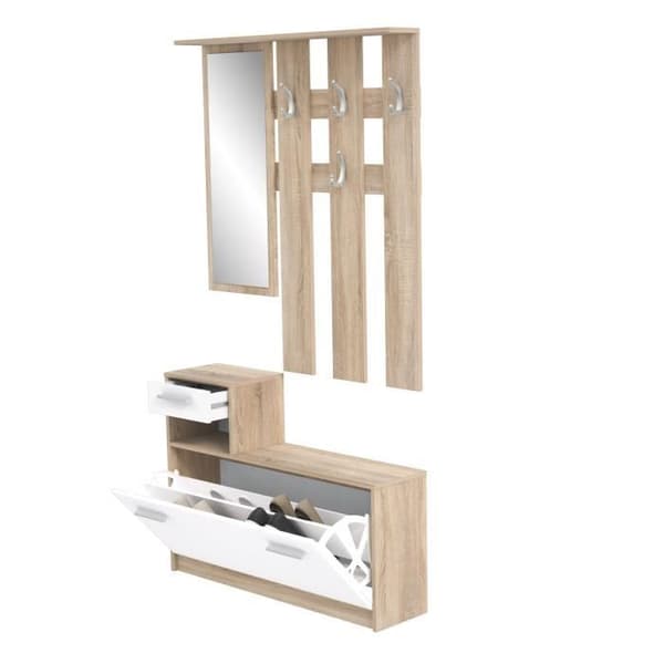 Pili entrébelastning med skandinavisk spegeldekor chene et blanc - l 97 cm